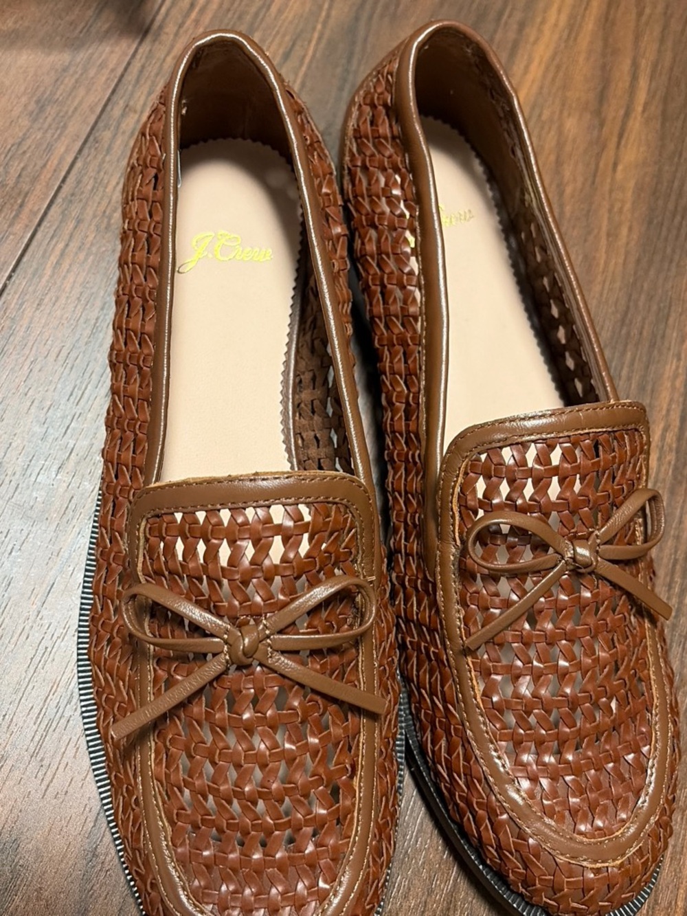 J.Crew Woven Bow Loafer Flats - Brown